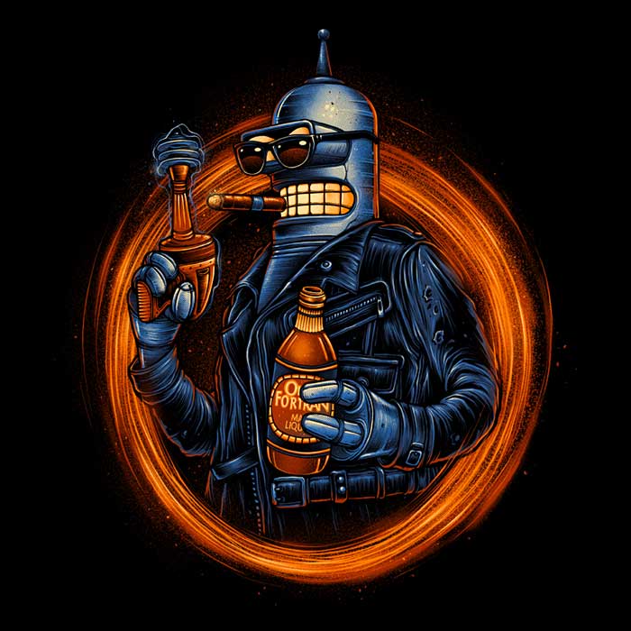 Glitchygorilla's Benderminator Long Sleeve Crewneck T - Shirt
