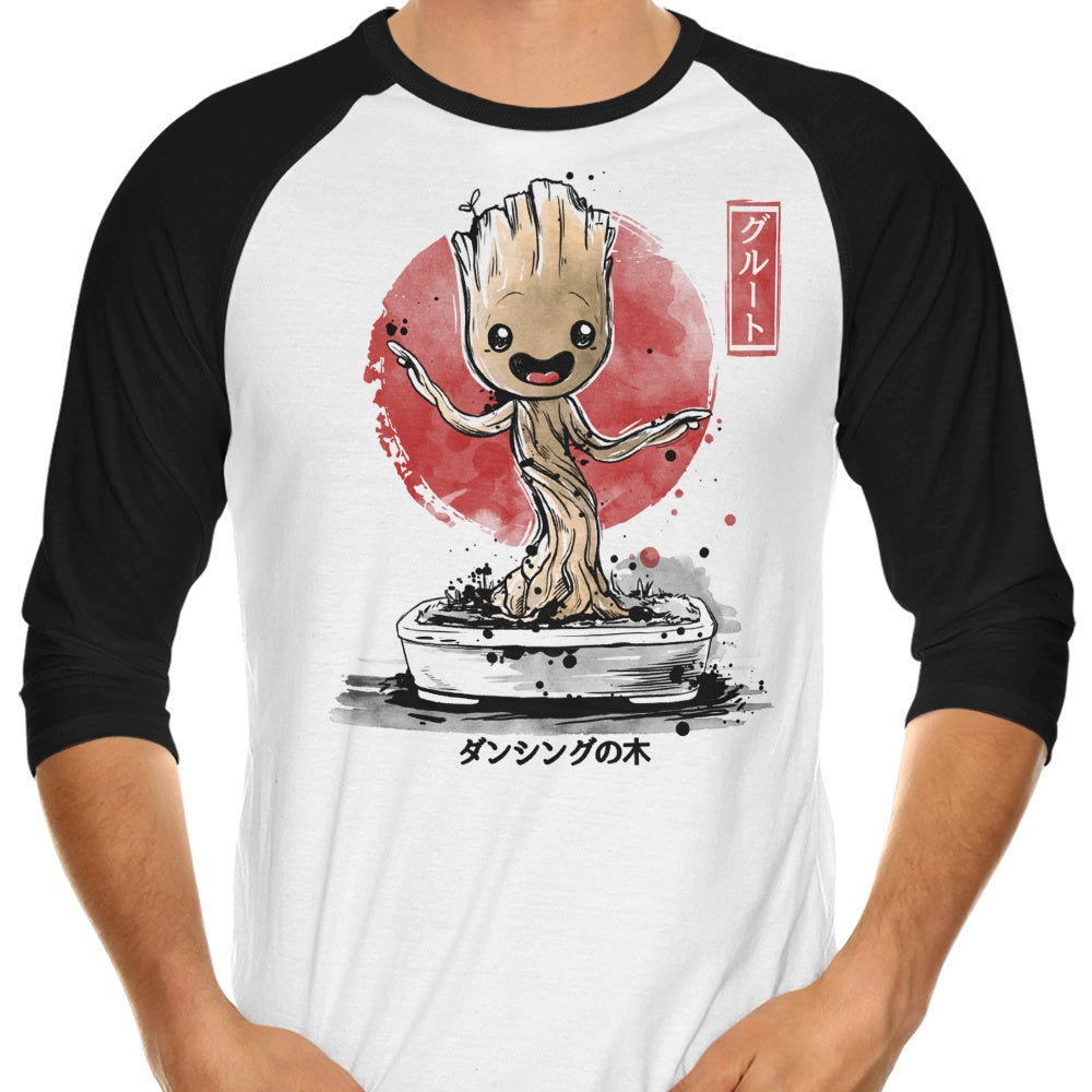Bonsai Groot Themed Three - Quarter Sleeve Raglan Style T - Shirt