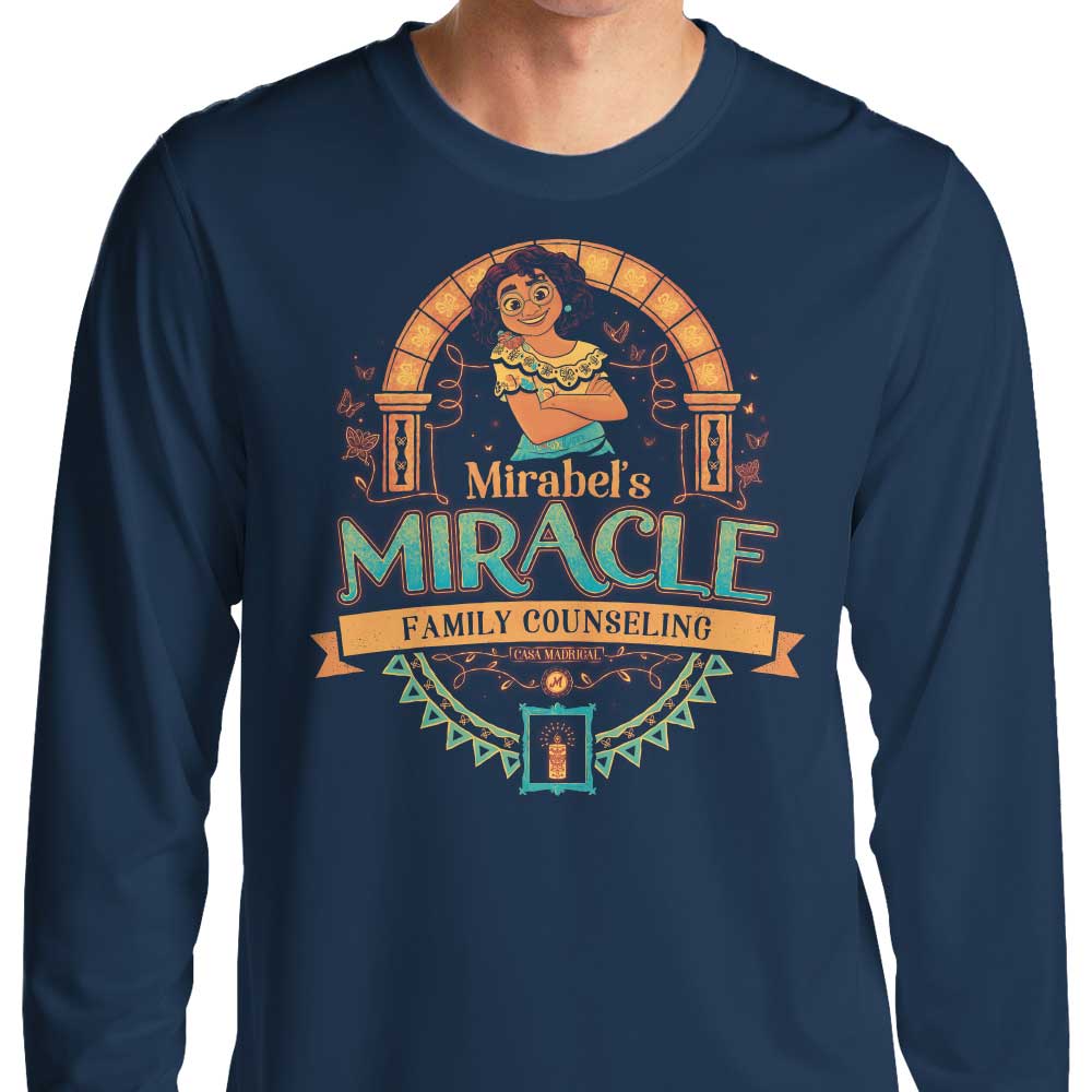 Teesgeex Miracle Family Counseling Long - Sleeve Crewneck T - Shirt in S to 4XL Sizes
