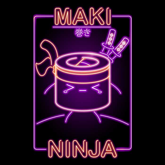 Donnie Illustrations Neon Maki - Ninja Long - Sleeve Comfort T - Shirt