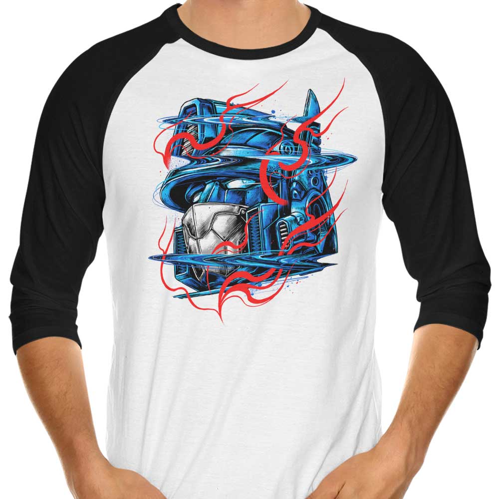 Stylish Glitch Flames 3/4 Sleeve Raglan T-Shirt for Trendy Look