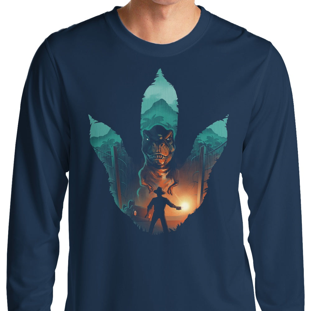 Long Sleeve Jurassic Footprint Graphic T-Shirt for Men and Women