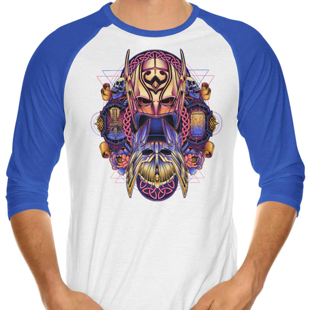 Eye - Catching Colorful Thunder 3/4 Sleeve Raglan Style T - Shirt