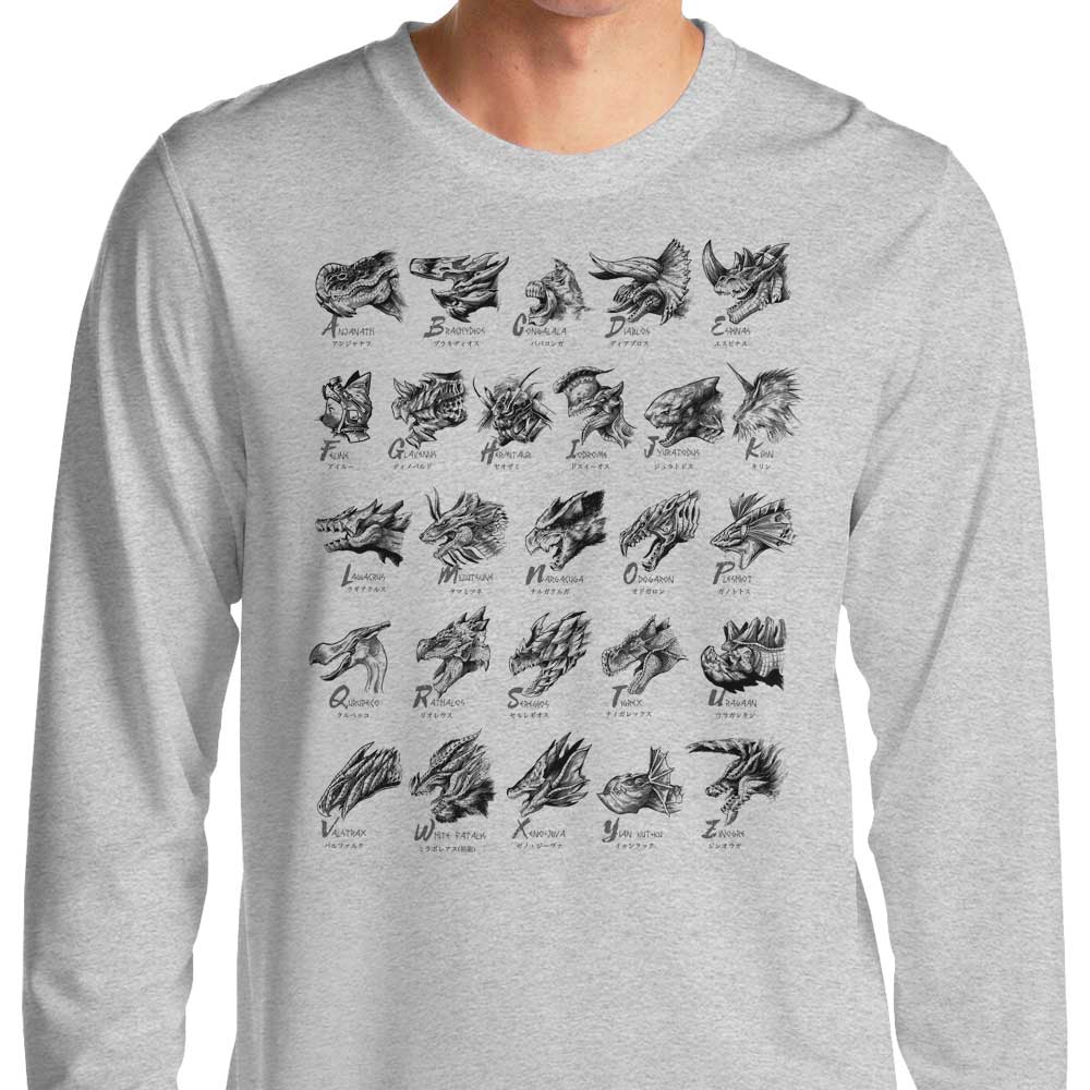 Adam Works Monsterpedia Long Sleeve Crewneck T - Shirt in S - 4XL Sizes