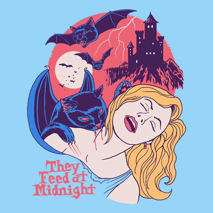 Midnight Feeding Themed 3/4 Sleeve Raglan T-Shirt - 'They Feed at Midnight'