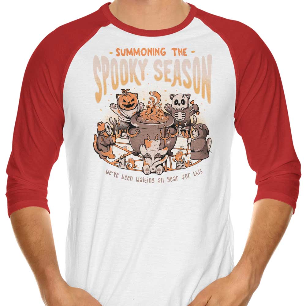 Summoning the Eerie Spooky Season - Three - Quarter Sleeve Raglan Style T - Shirt