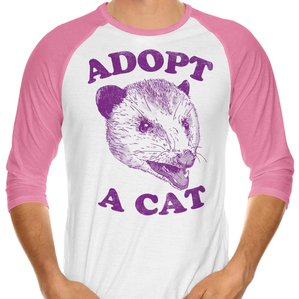 3/4 Sleeve Raglan 'Adopt a Cat' T-Shirt