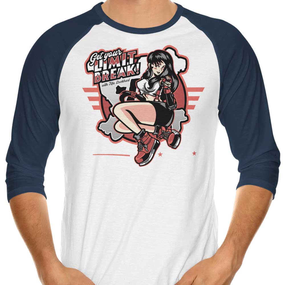 Get Your Limit Break - Stylish 3/4 Sleeve Raglan Demonigote T-Shirt for Fashion Lovers
