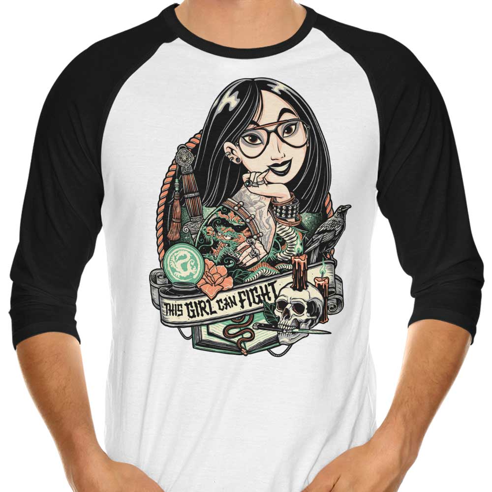 This Fearless Girl Can Fight - Stylish 3/4 Sleeve Raglan T-Shirt