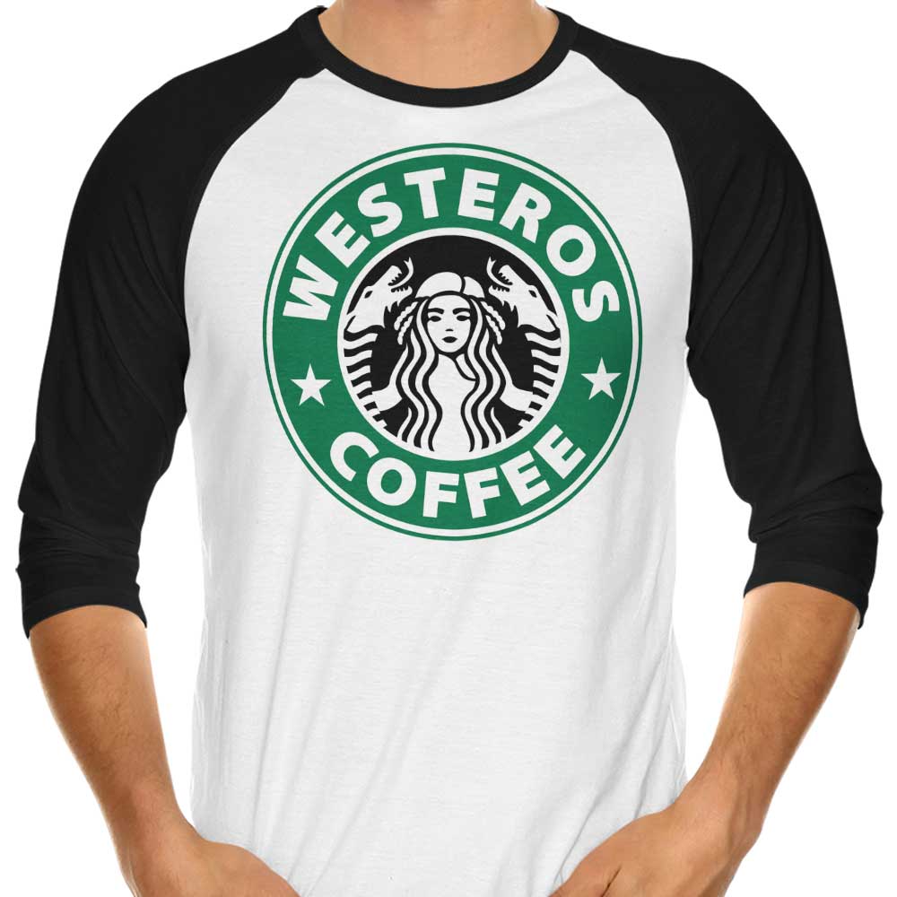 Stylish Westeros Coffee Three - Quarter Sleeve Raglan Casual T - Shirt for Fashion Lovers