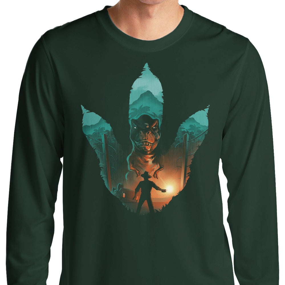 Long Sleeve Jurassic Footprint Graphic T-Shirt for Men and Women