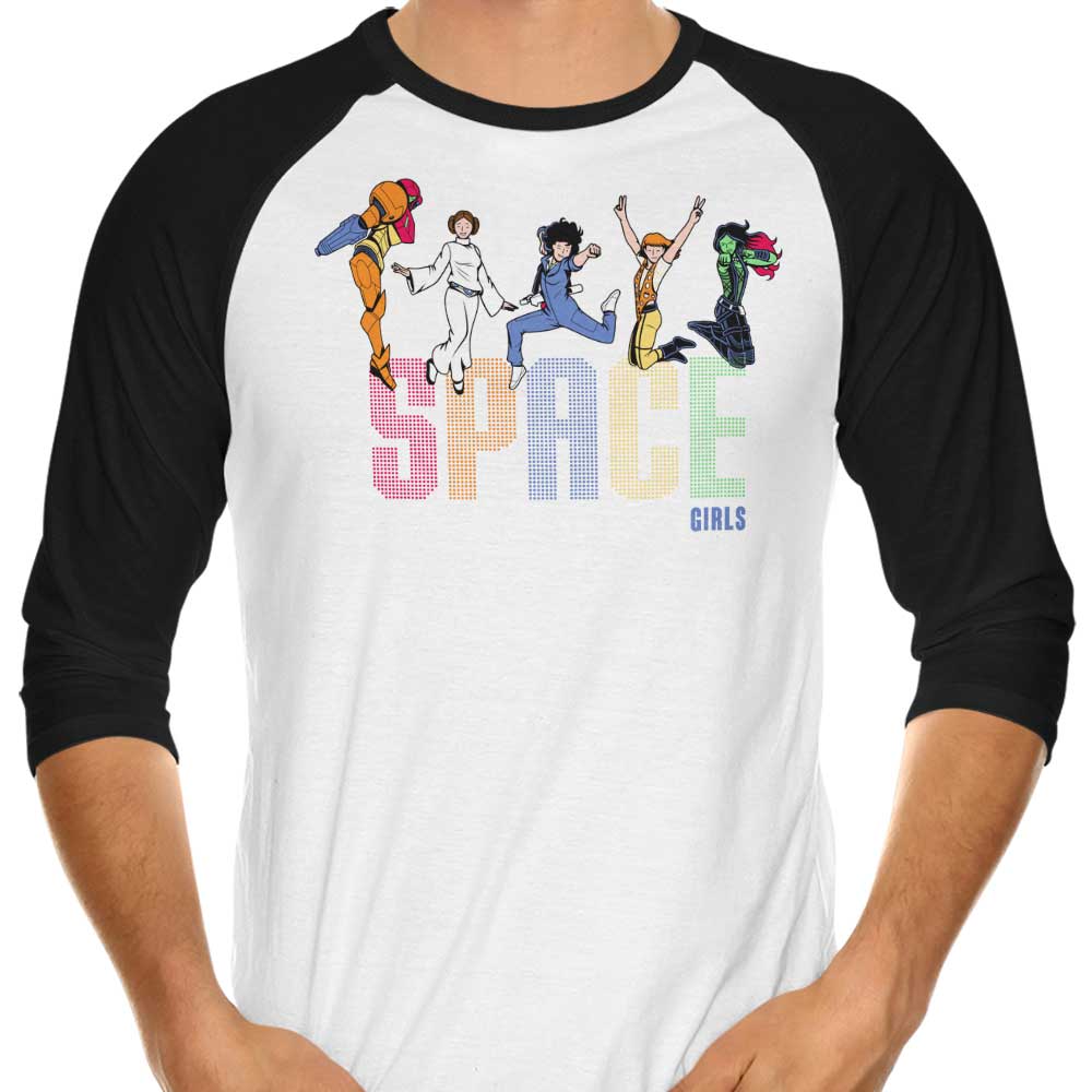 Stylish Space Girls 3/4 Sleeve Raglan Casual T-Shirt for Fashionable Wear