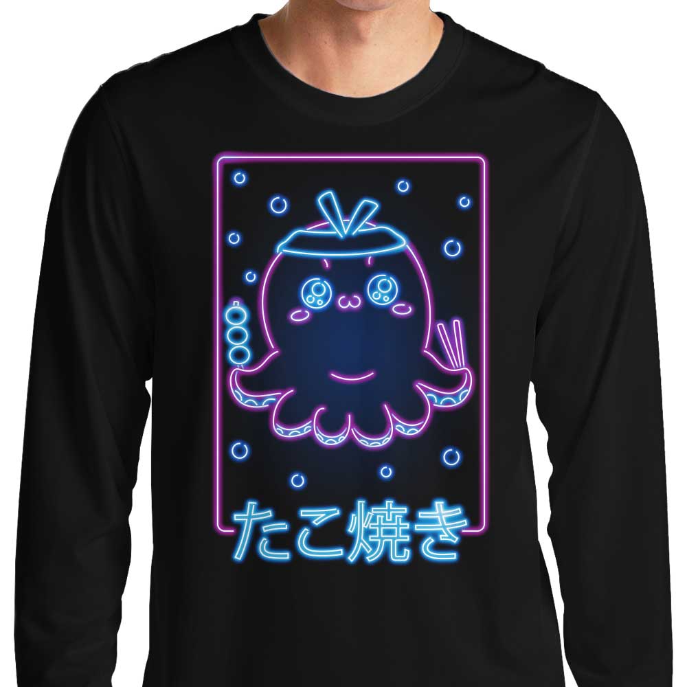 Stylish Neon Takoyaki Long - Sleeve Crewneck T - Shirt for All Sizes