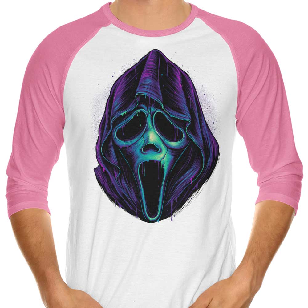 Glitchygorilla's Glowing Ghost Design 3/4 Sleeve Raglan Style T-Shirt