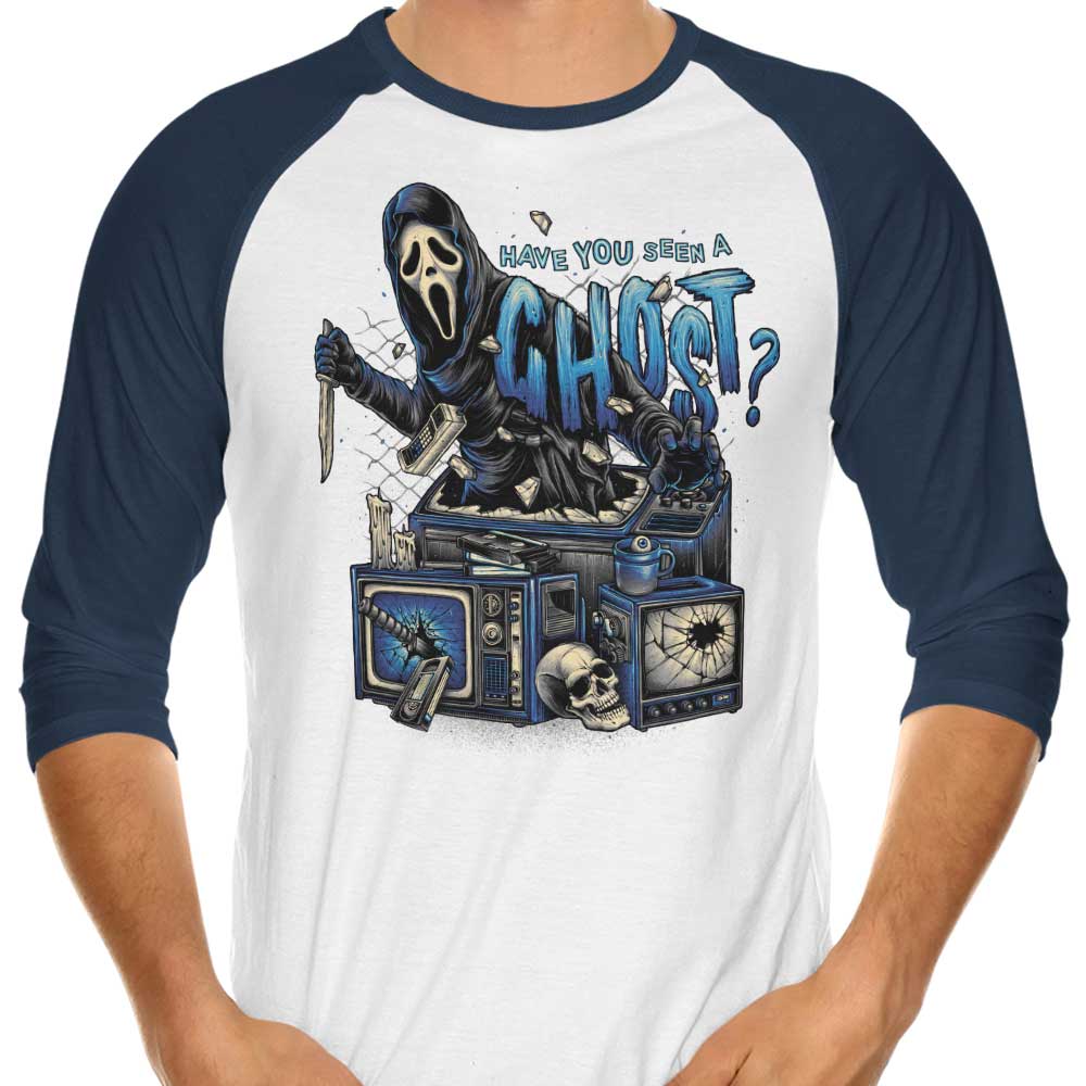 Glitchygorilla's Striking 3/4 Sleeve Raglan 'Seen a Ghost' T-Shirt