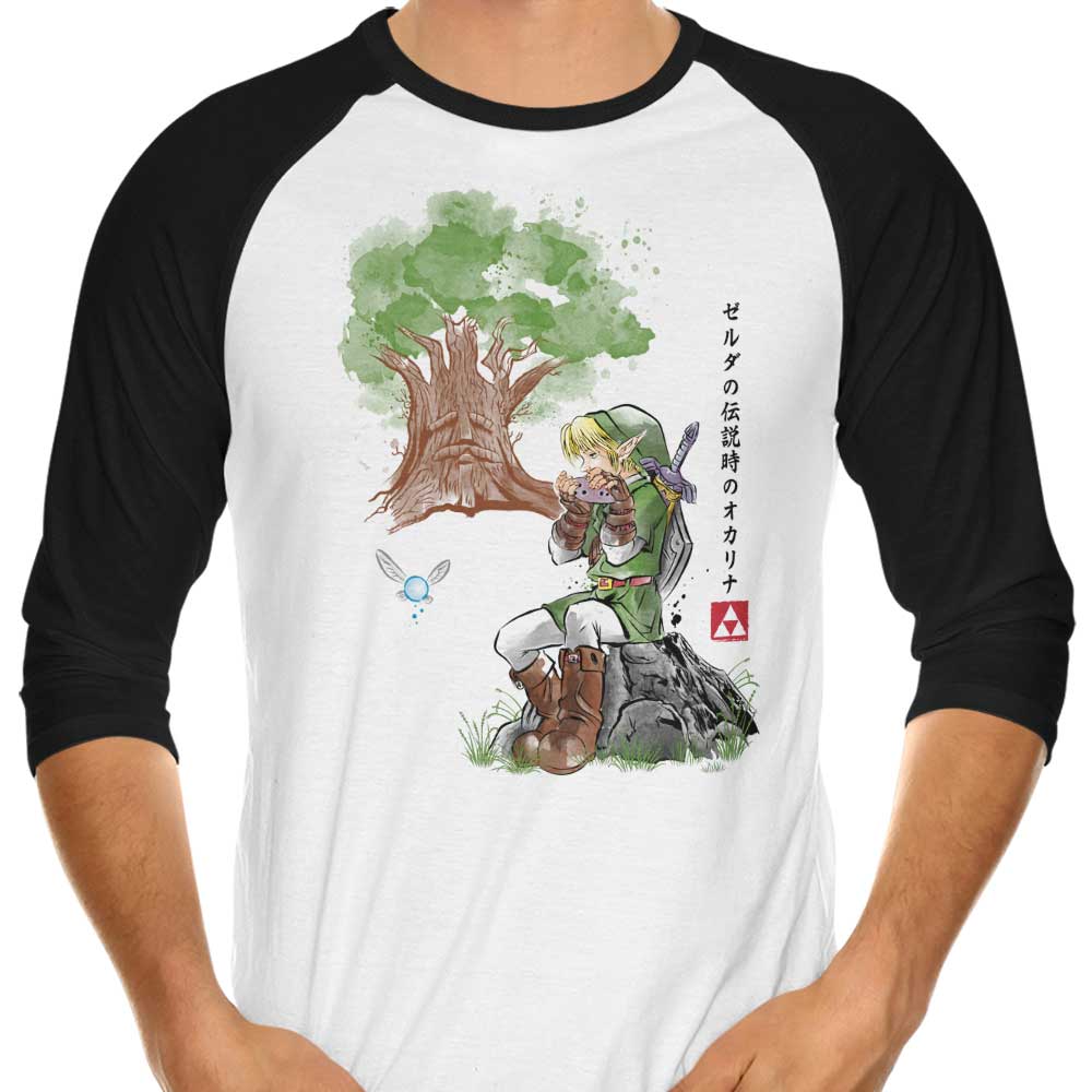 3/4 Sleeve Raglan T-Shirt with Stunning Great Deku Watercolor Design
