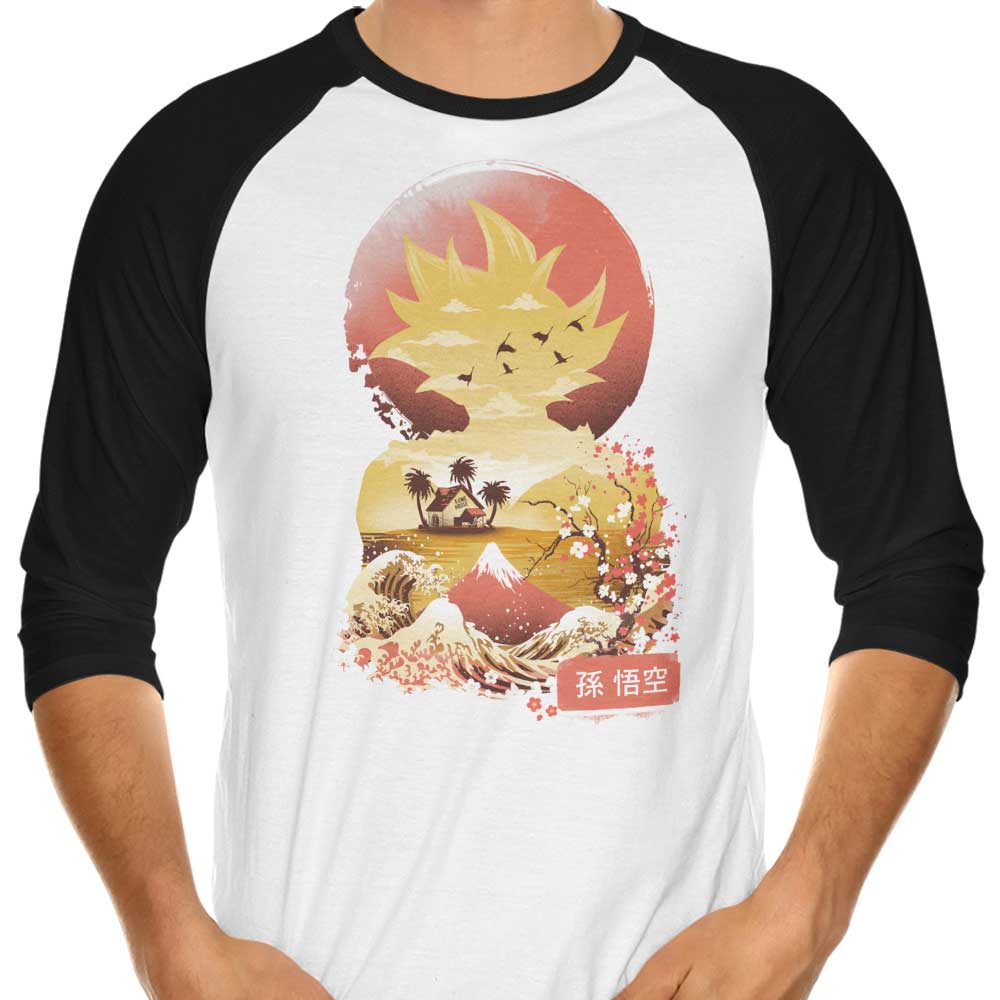 Dandingeroz's Ukiyo - e Saiyan 3/4 Sleeve Raglan Stylish T - Shirt