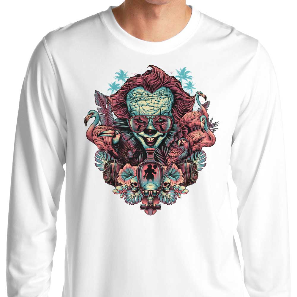 Long Sleeve Tropical Clown Themed T - Shirt for Trendy Wear