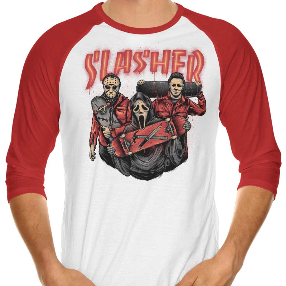 Slasher Club 3/4 Sleeve Raglan Style Men's T-Shirt