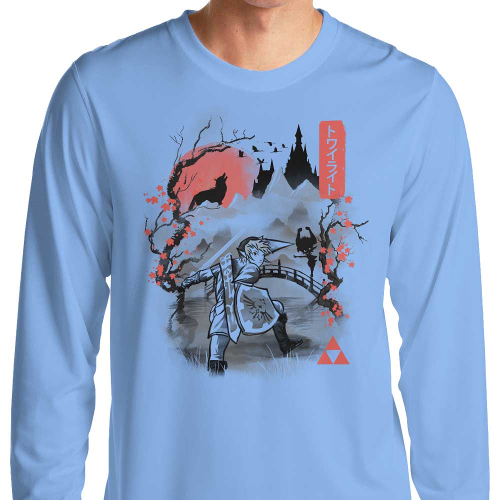 Twilight Sumi-e Style Long Sleeve Crewneck T - Shirt by Dandingeroz