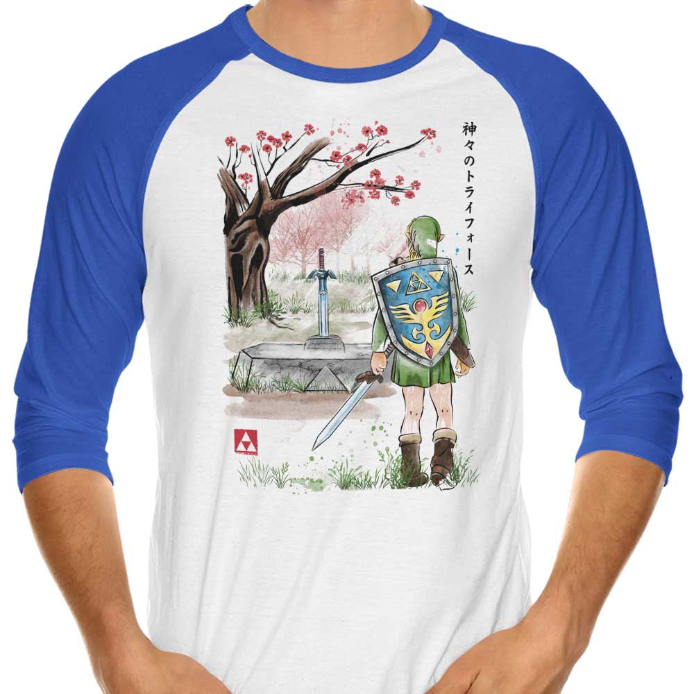 Watercolor-themed 3/4 Sleeve Raglan Style T-Shirt - A Link to the Artistic World