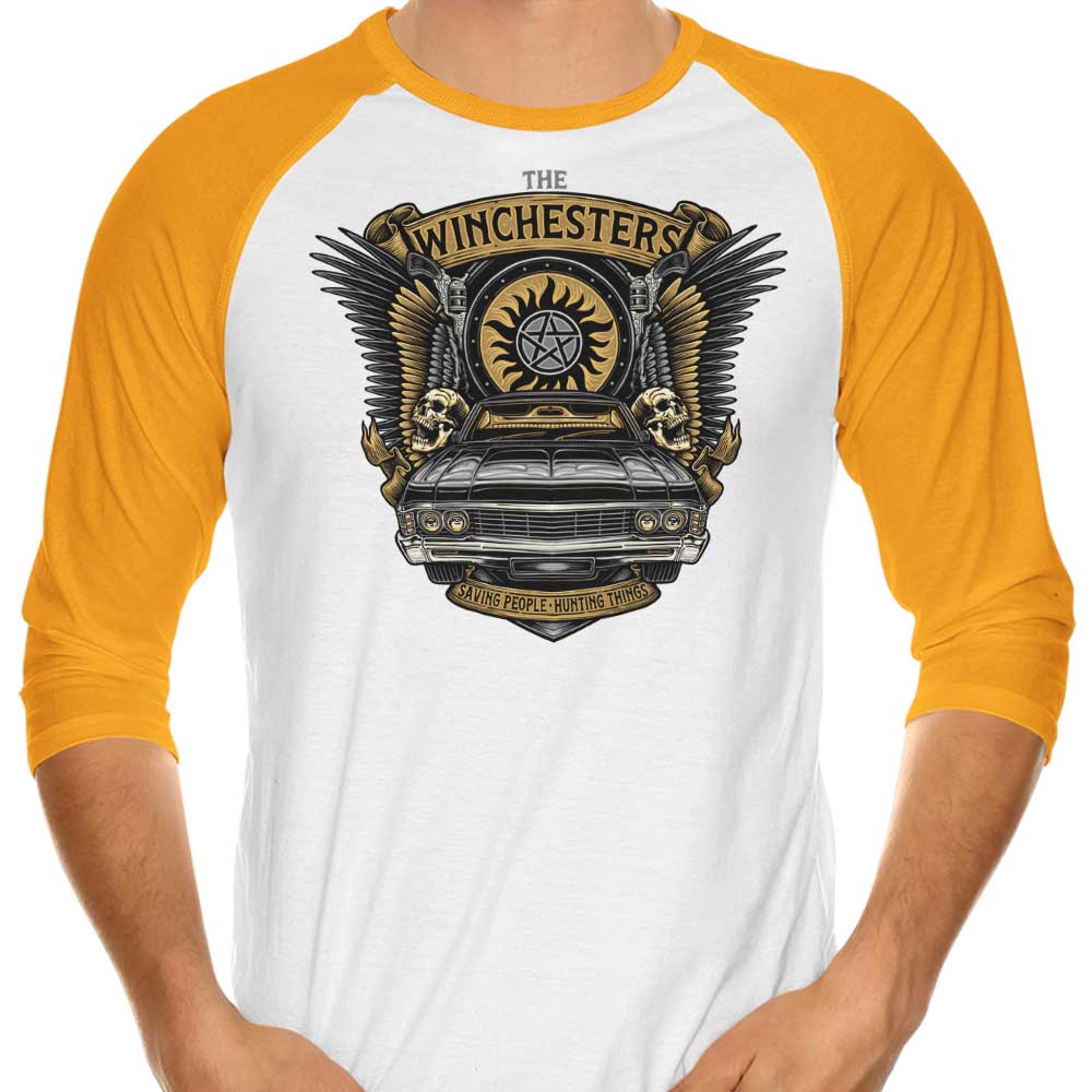 3/4 Sleeve Raglan T-Shirt with Hunting Things Emblem