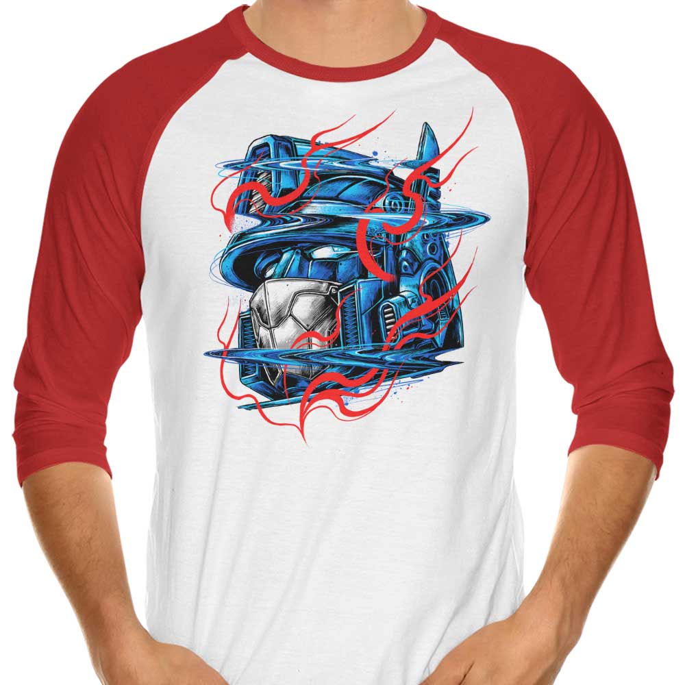 Stylish Glitch Flames 3/4 Sleeve Raglan T-Shirt for Trendy Look