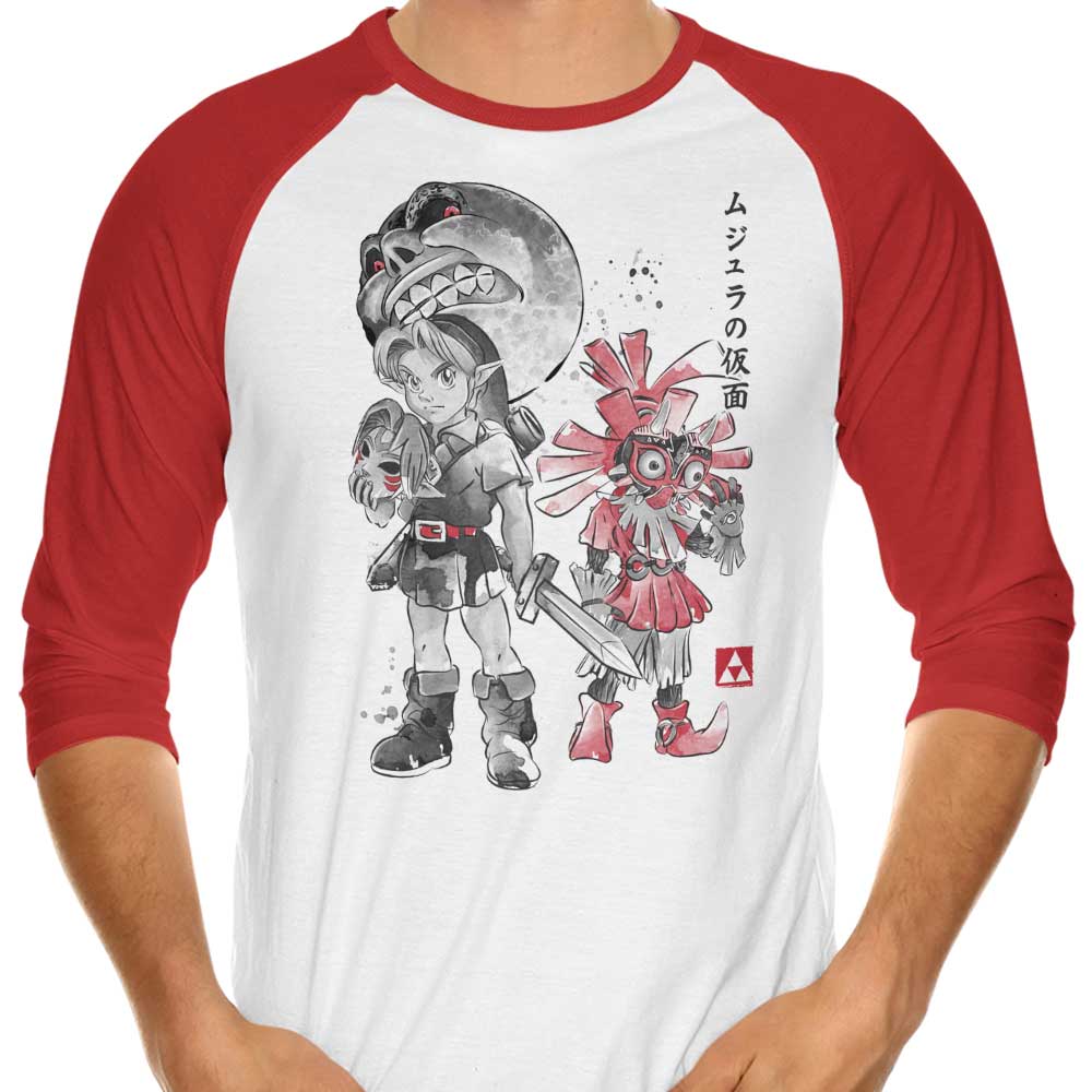 Dr. Monekers' Majora's Sumi-e 3/4 Sleeve Raglan Stylish T-Shirt