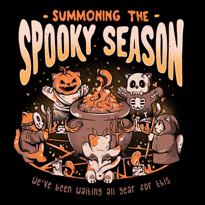 Summoning the Eerie Spooky Season - Three - Quarter Sleeve Raglan Style T - Shirt