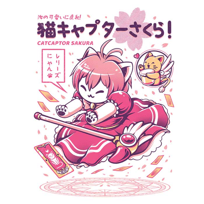 Ilustrata's Catcaptor Sakura 3/4 Sleeve Raglan Style T-Shirt for Fashion - Forward Fans