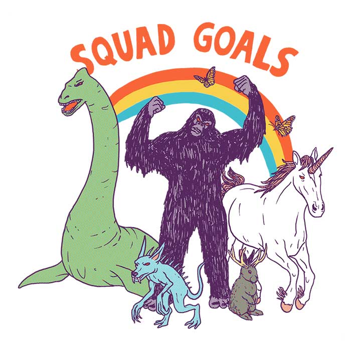 Mythical Squad Goals 3/4 Sleeve Raglan Style T-Shirt for Fashion Enthusiasts