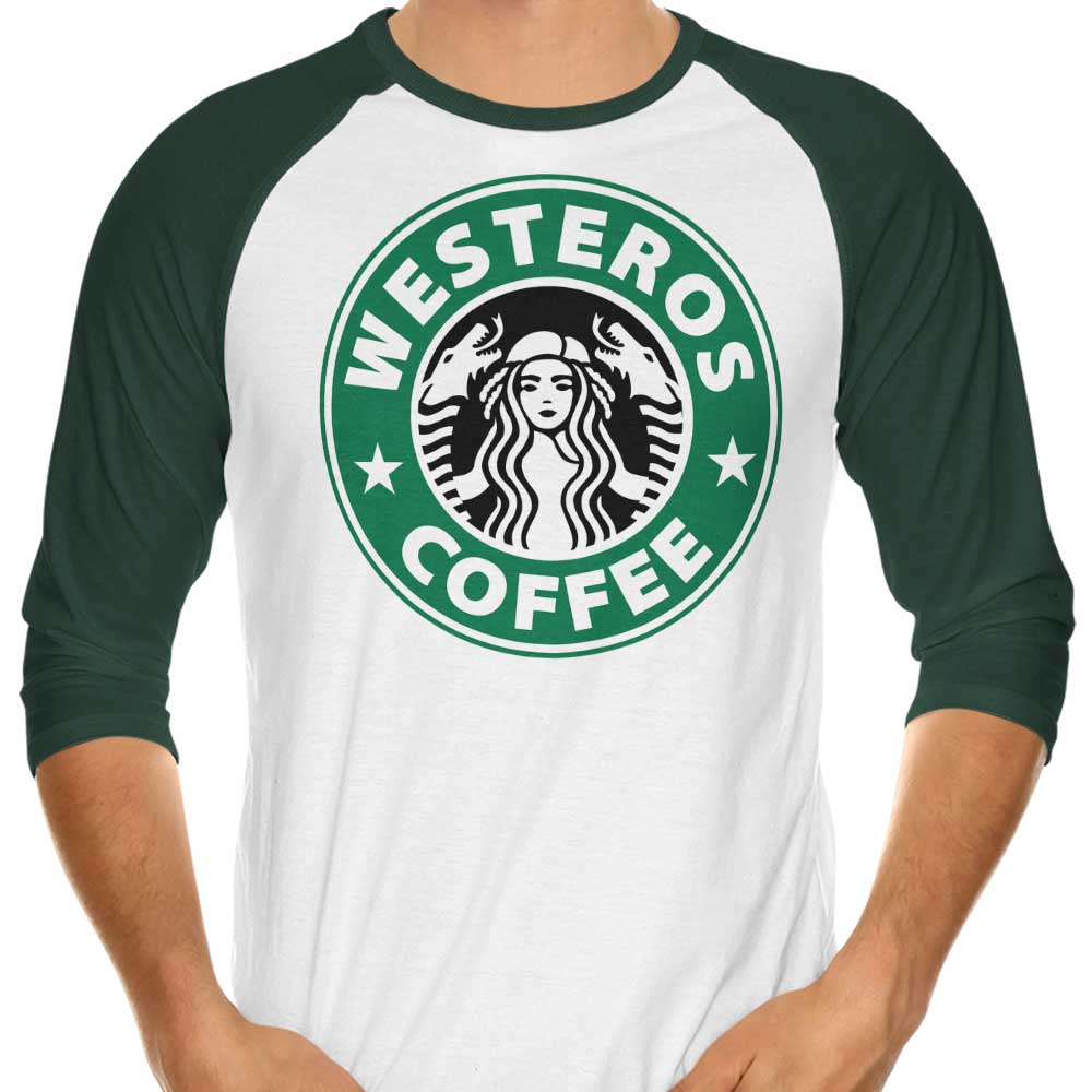 Stylish Westeros Coffee Three - Quarter Sleeve Raglan Casual T - Shirt for Fashion Lovers