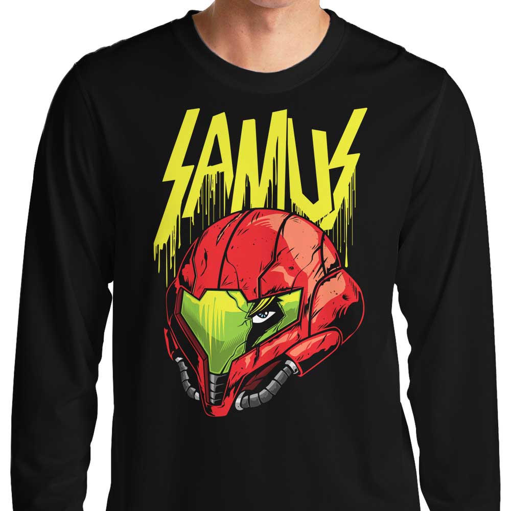 Dracula Byte's Heavy Space-themed Long Sleeve Crewneck T-Shirt