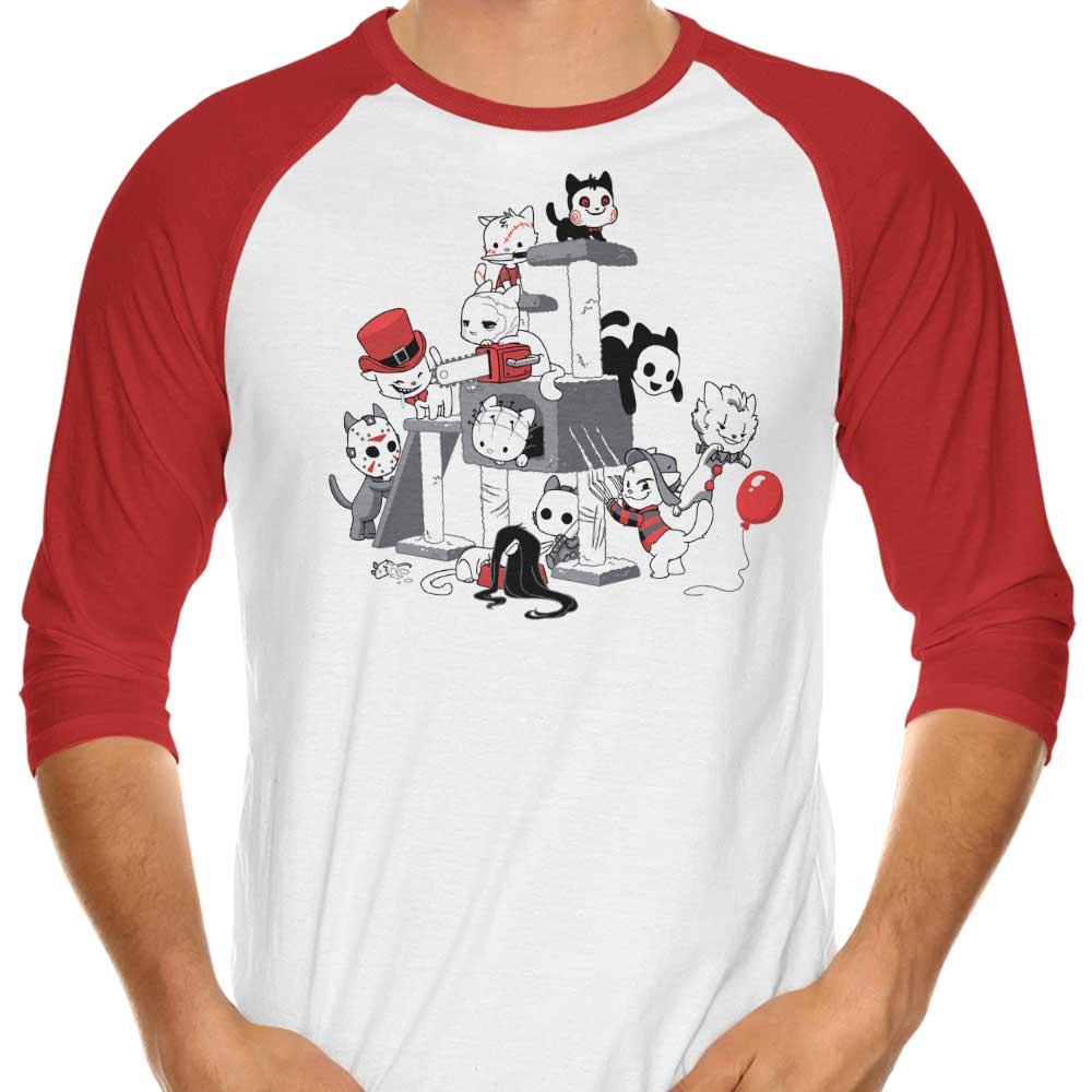 DoomCat's Spooky Horror Cats 3/4 Sleeve Raglan T - Shirt