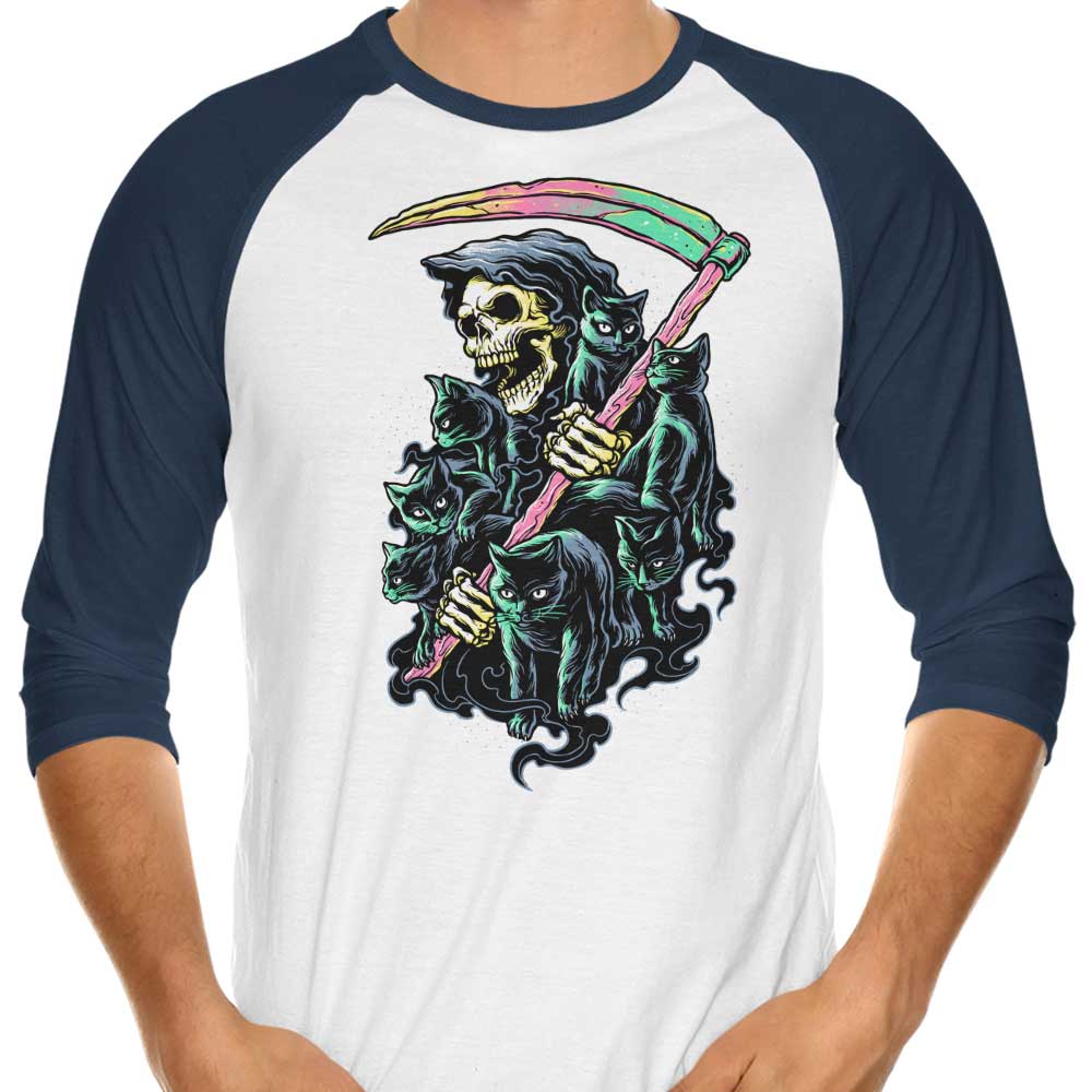 7 Deadly Cats Three - Quarter Sleeve Raglan Style T - Shirt for Fashion Lovers