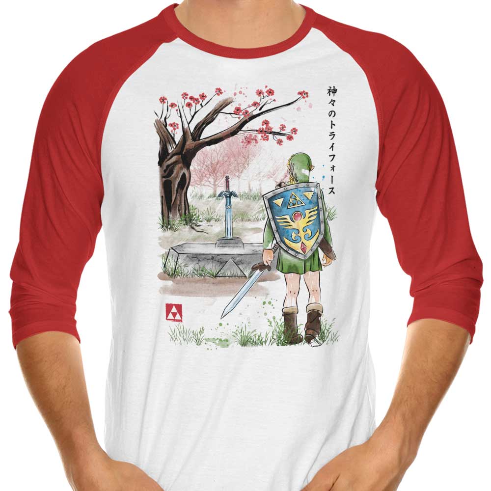Watercolor-themed 3/4 Sleeve Raglan Style T-Shirt - A Link to the Artistic World