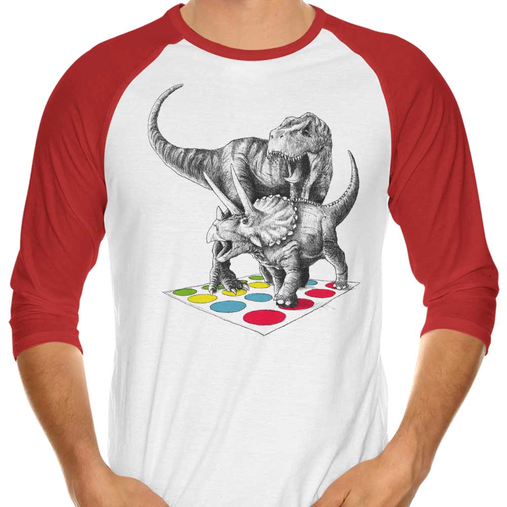 The Epic Dino Battle 3/4 Sleeve Raglan Style T-Shirt