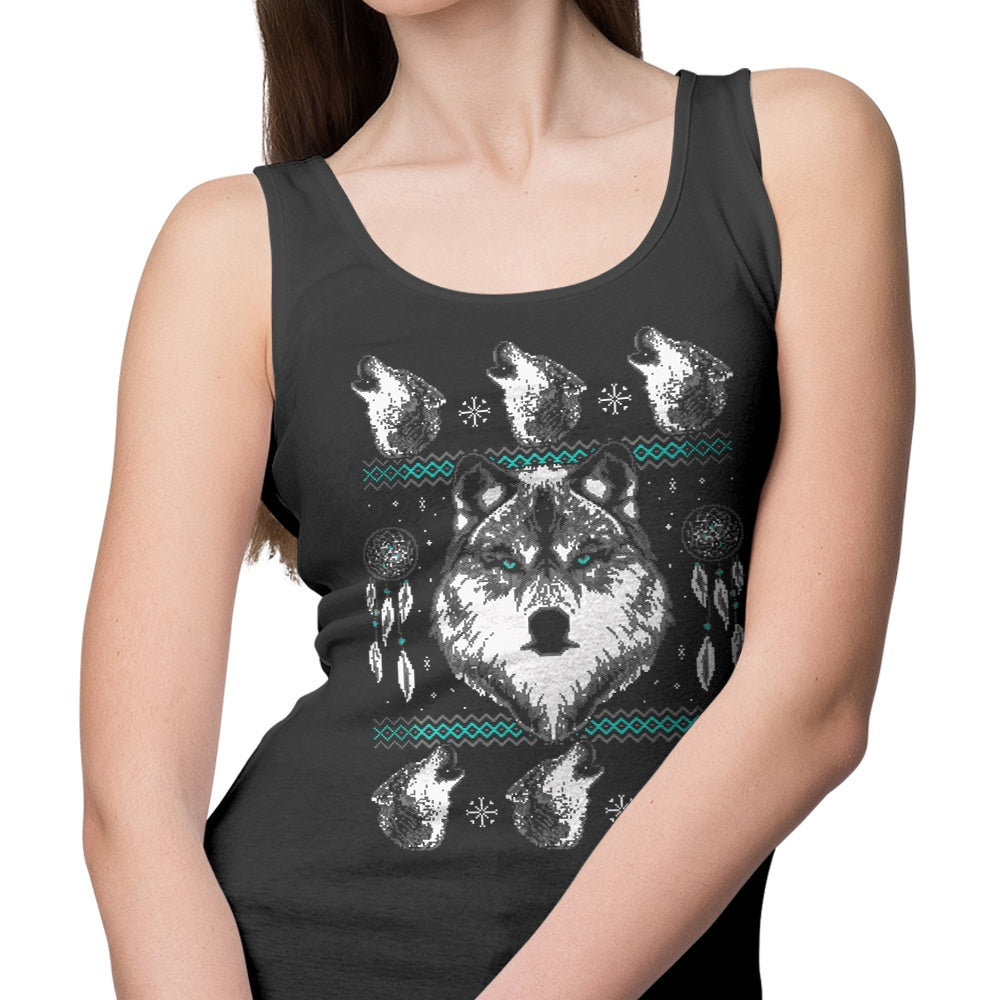 Cozy Merry Wolfmas Tank Tops for Men and Women