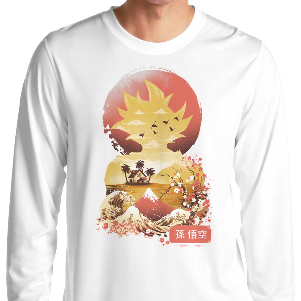 Traditional Ukiyo - e Inspired Saiyan Long - Sleeve Crewneck T - Shirt for All Sizes