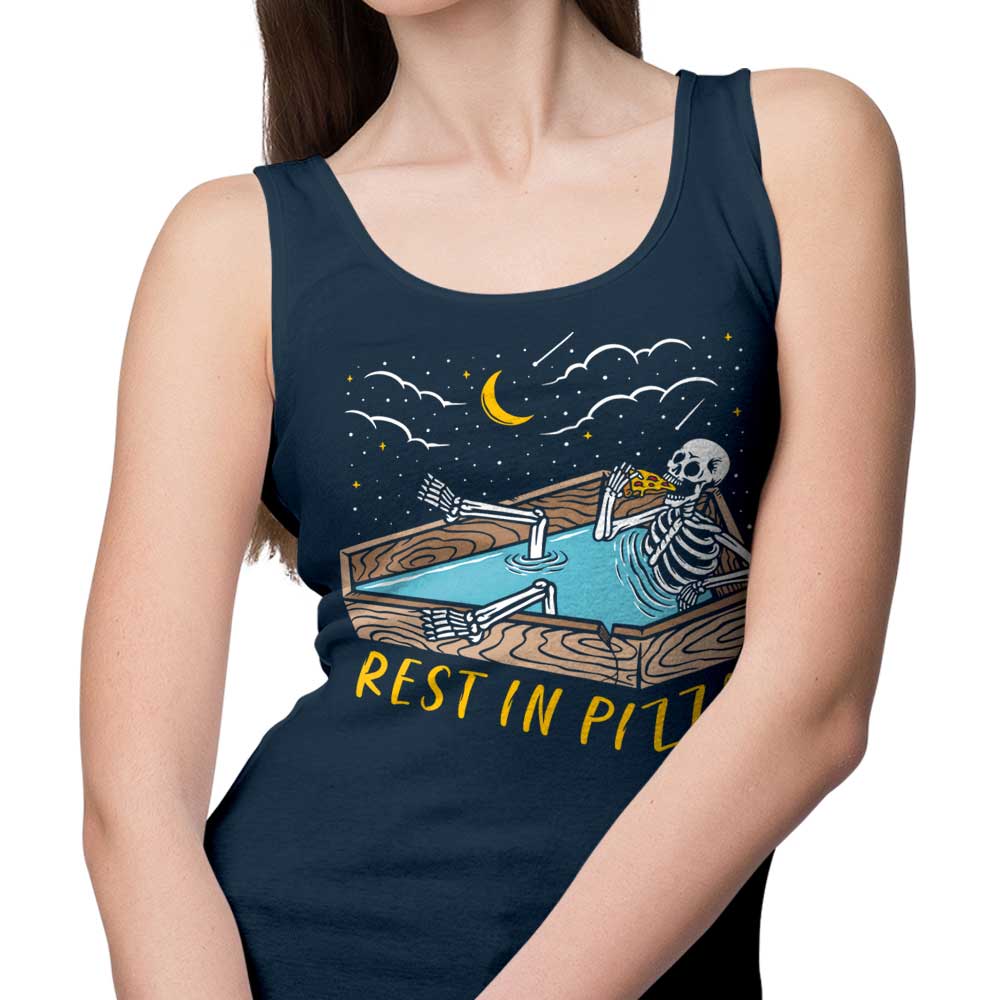 Comfortable 'Rest in Pizza' Unisex and Women's Tank Tops