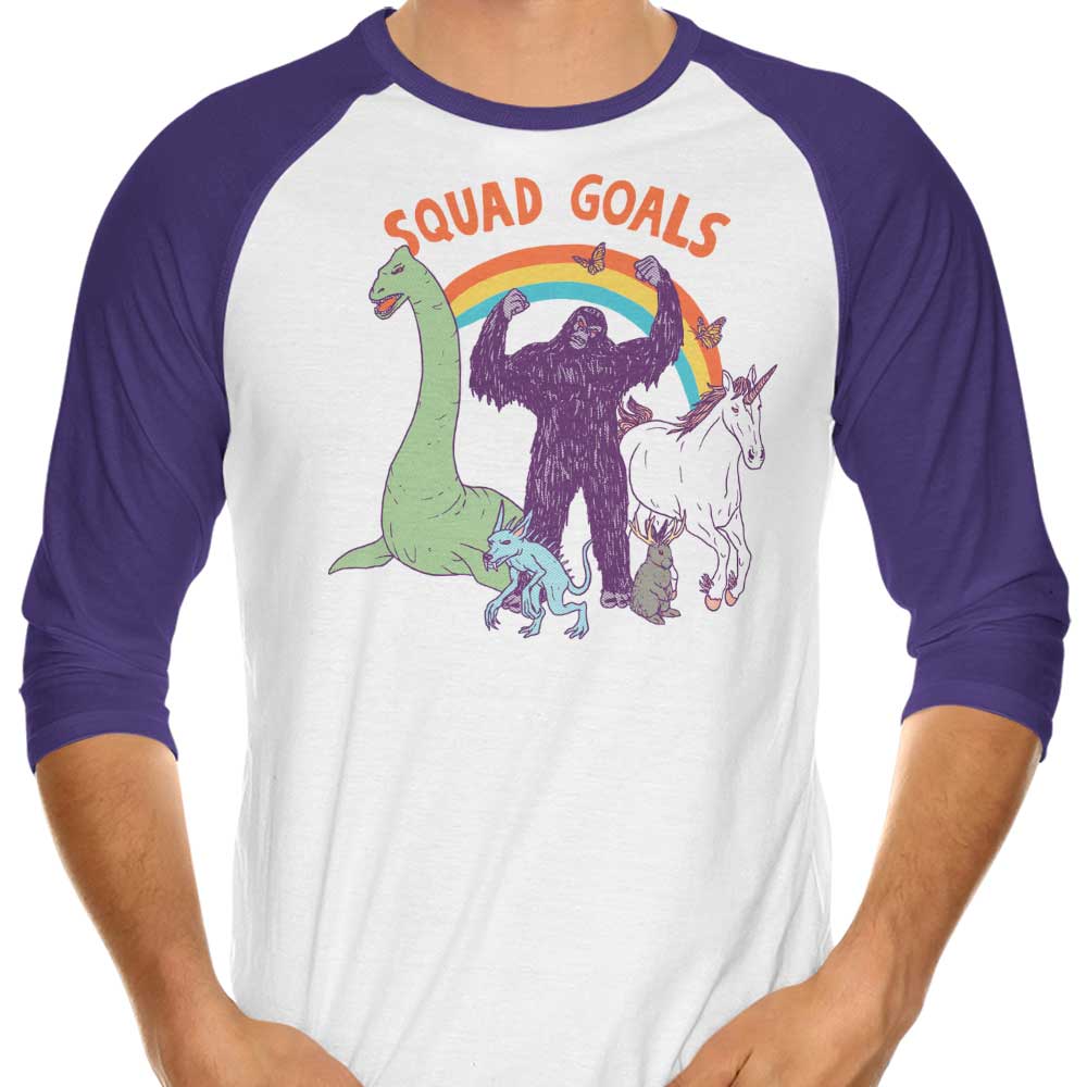 Mythical Squad Goals 3/4 Sleeve Raglan Style T-Shirt for Fashion Enthusiasts