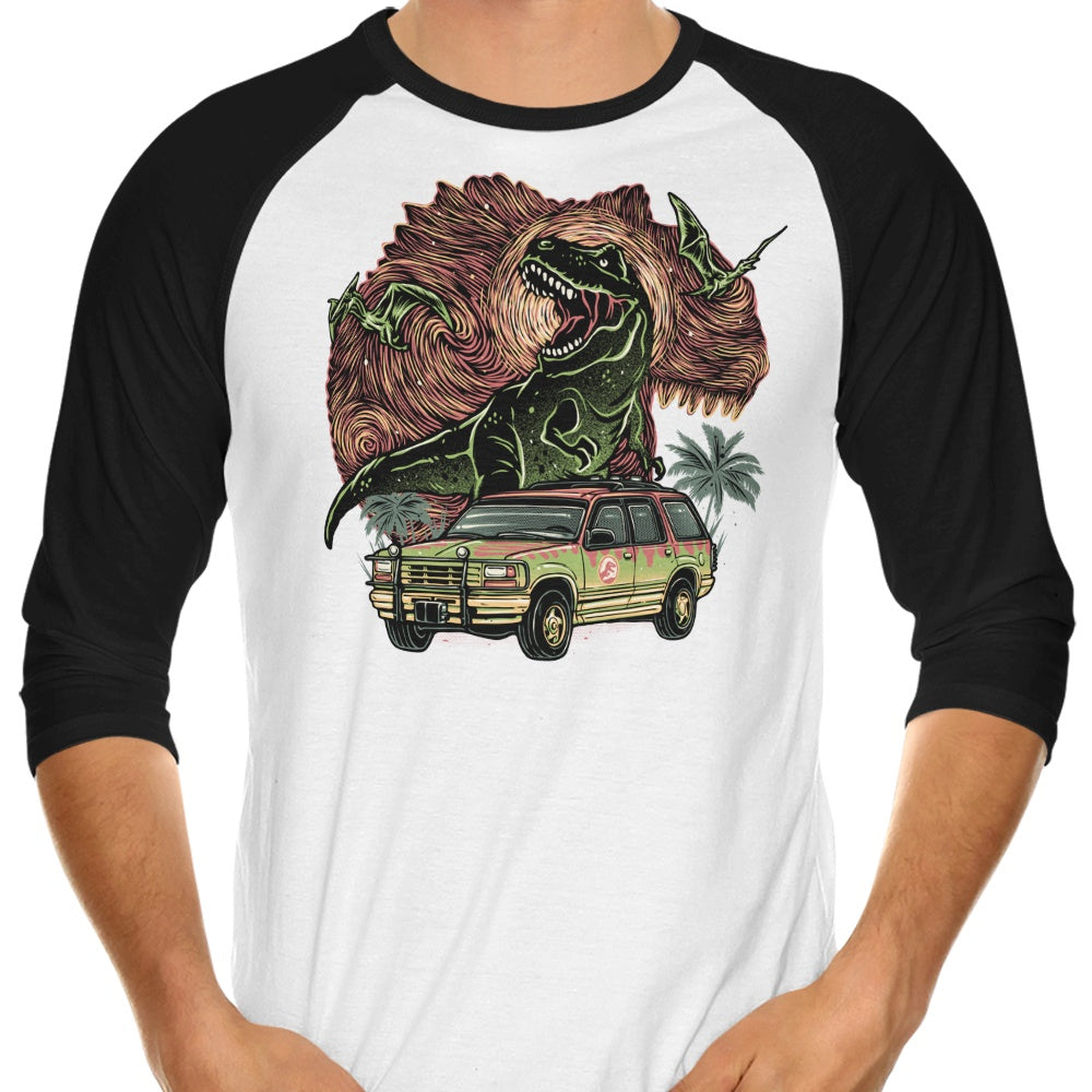 Glitchygorilla's 3/4 Sleeve Raglan Dino Expedition T-Shirt