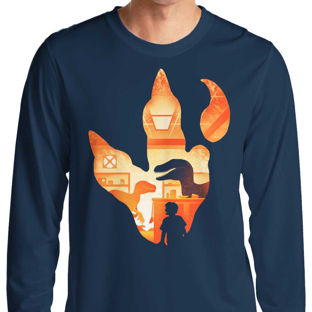 Long Sleeve Velociraptor Footprint Design T-Shirt