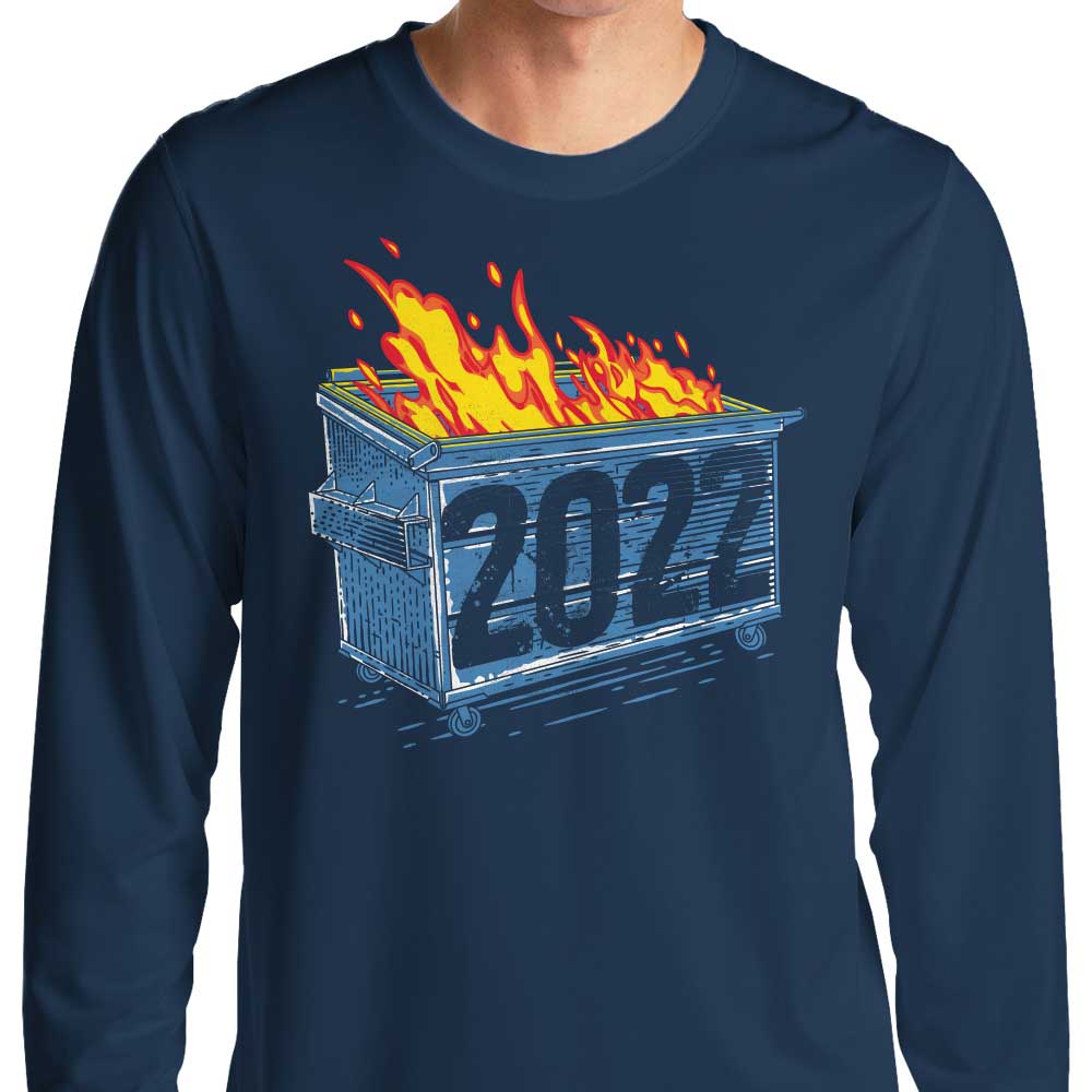 2022 Dumpster Fire Design Long Sleeve Crewneck T - Shirt