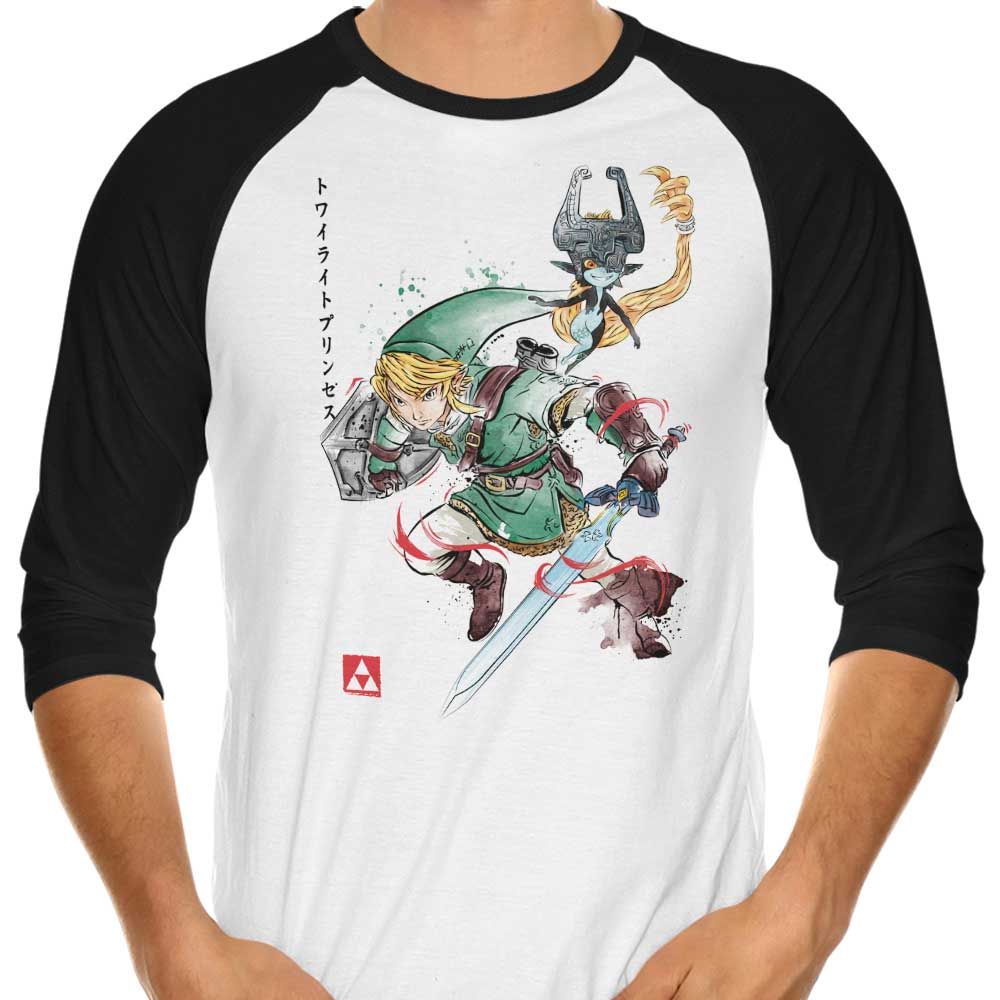 Twilight Watercolor Themed 3/4 Sleeve Raglan Style T-Shirt for Casual Wear