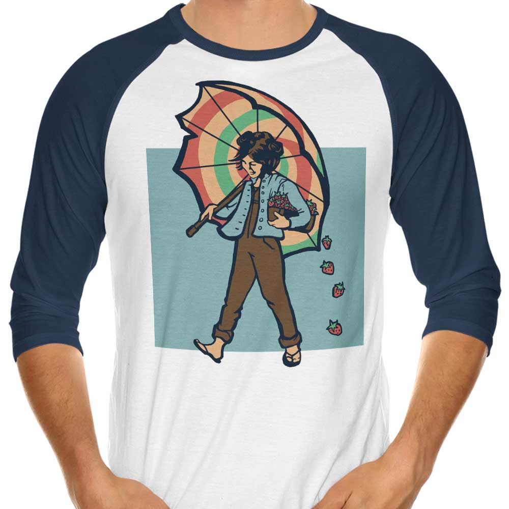 Cute Strawberry Girl 3/4 Sleeve Raglan Style T-Shirt