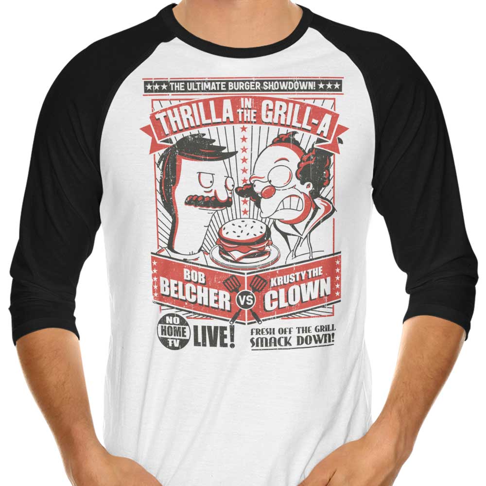 Deep Fried Art's Thrilla in the Grill-a 3/4 Sleeve Raglan Stylish T-Shirt