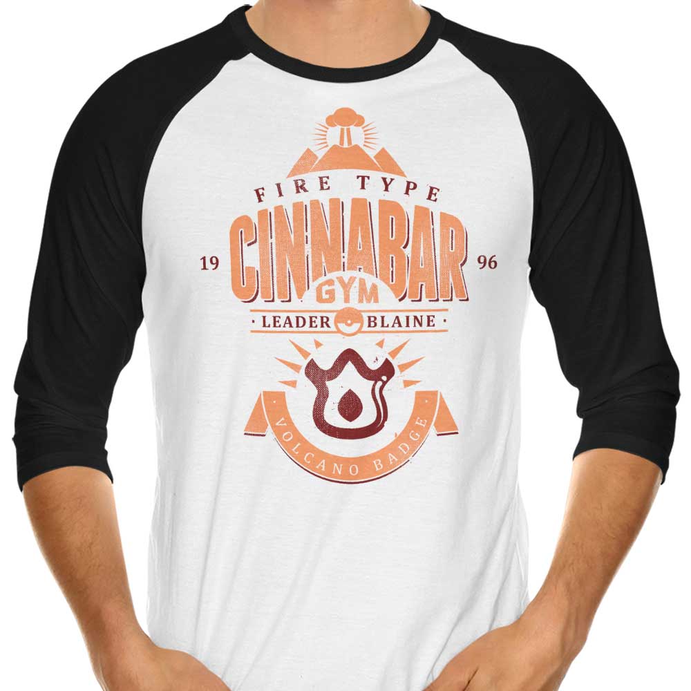 3/4 Sleeve Raglan T-Shirt Featuring Cinnabar Island Gym Design