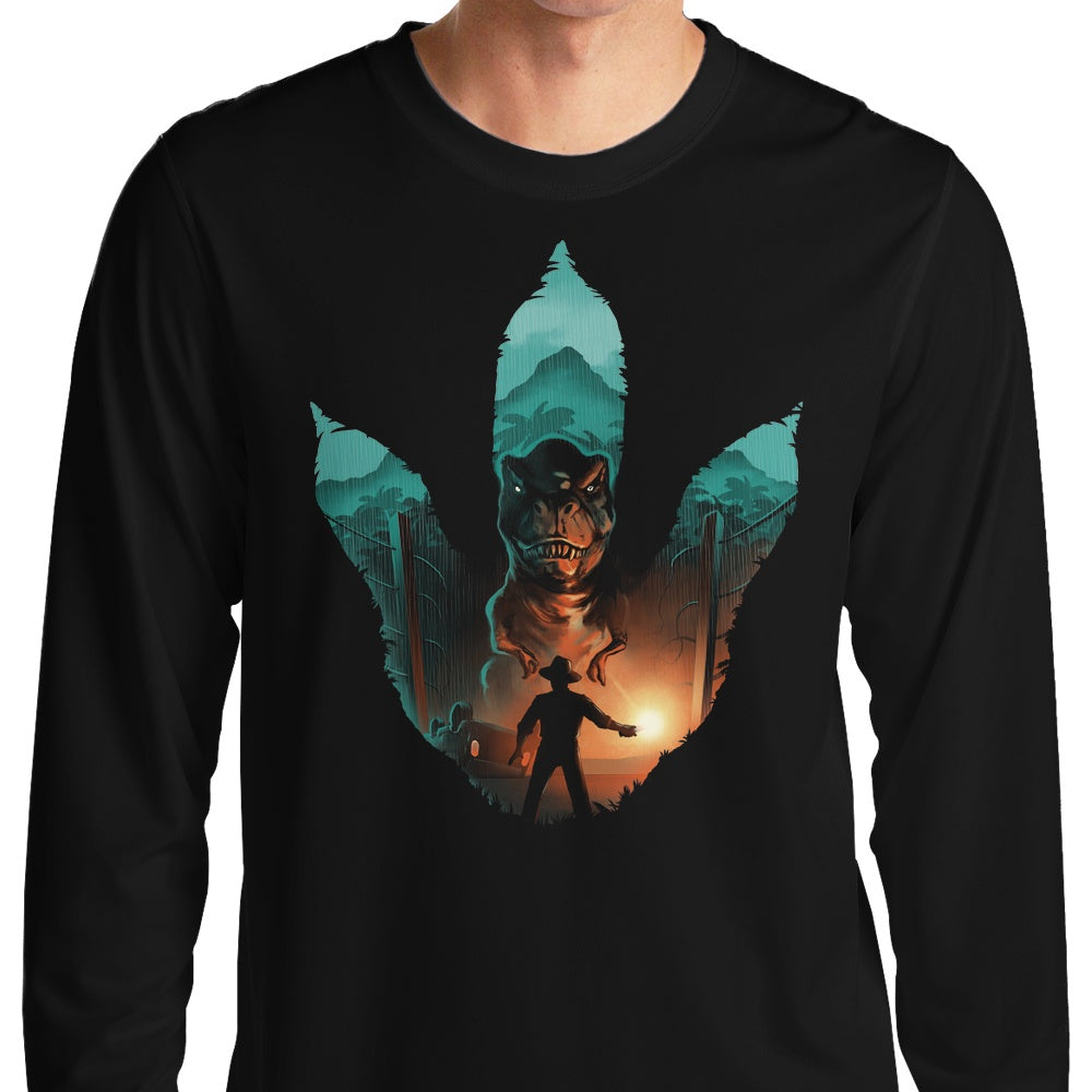 Long Sleeve Jurassic Footprint Graphic T-Shirt for Men and Women
