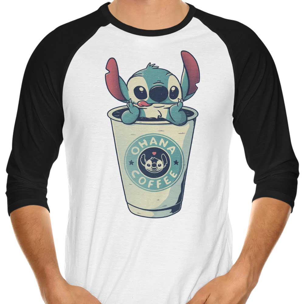 Ohana Coffee Three - Quarter Sleeve Raglan Style T - Shirt for Casual Wear